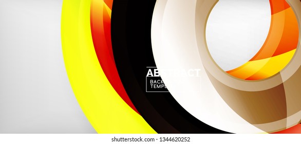 Modern geometric circles abstract background, colorful round shapes with shadow effects, vector illustration
