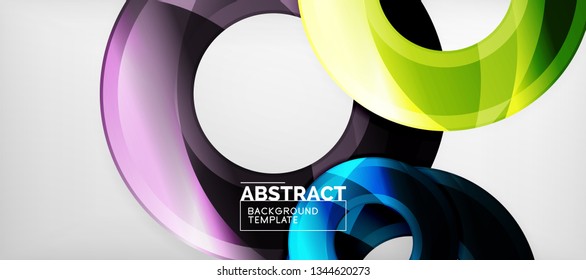 Modern geometric circles abstract background, colorful round shapes with shadow effects, vector illustration