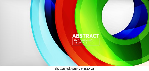 Modern geometric circles abstract background, colorful round shapes with shadow effects, vector illustration