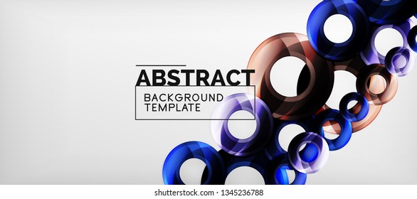 Modern geometric circles abstract background, colorful round shapes with shadow effects, vector illustration