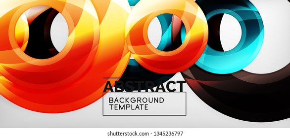 Modern geometric circles abstract background, colorful round shapes with shadow effects, vector illustration