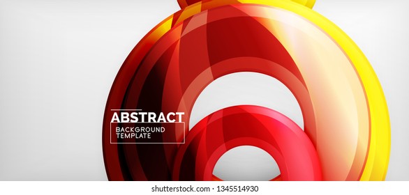 Modern geometric circles abstract background, colorful round shapes with shadow effects, vector illustration