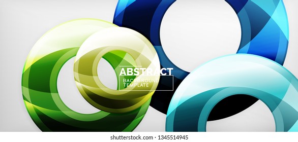 Modern geometric circles abstract background, colorful round shapes with shadow effects, vector illustration