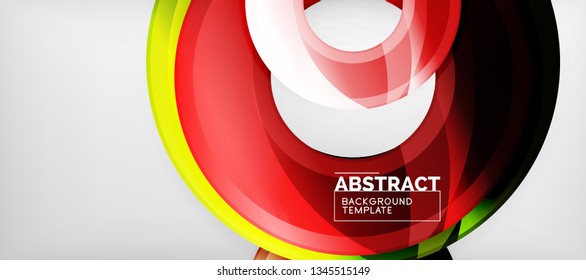 Modern geometric circles abstract background, colorful round shapes with shadow effects, vector illustration