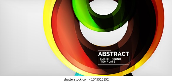 Modern geometric circles abstract background, colorful round shapes with shadow effects, vector illustration