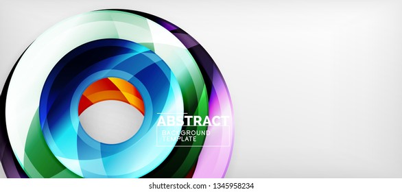 Modern geometric circles abstract background, colorful round shapes with shadow effects, vector illustration