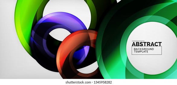 Modern geometric circles abstract background, colorful round shapes with shadow effects, vector illustration