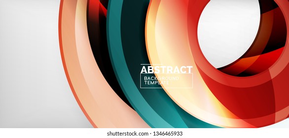Modern geometric circles abstract background, colorful round shapes with shadow effects, vector illustration