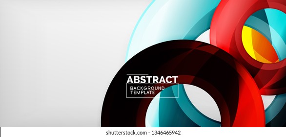 Modern geometric circles abstract background, colorful round shapes with shadow effects, vector illustration