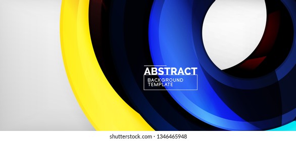 Modern geometric circles abstract background, colorful round shapes with shadow effects, vector illustration