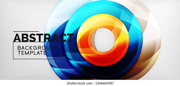Modern geometric circles abstract background, colorful round shapes with shadow effects, vector illustration