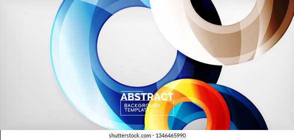 Modern geometric circles abstract background, colorful round shapes with shadow effects, vector illustration