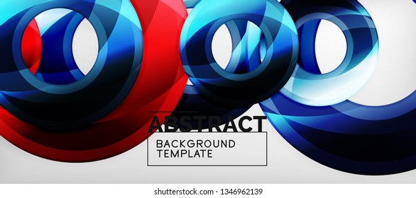 Modern geometric circles abstract background, colorful round shapes with shadow effects, vector illustration