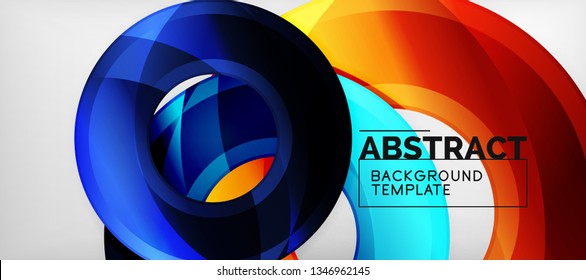 Modern geometric circles abstract background, colorful round shapes with shadow effects, vector illustration