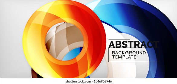 Modern geometric circles abstract background, colorful round shapes with shadow effects, vector illustration