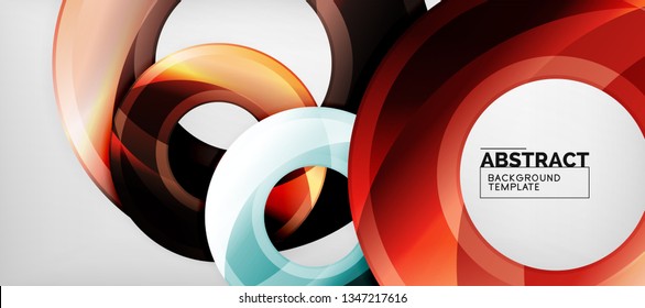 Modern geometric circles abstract background, colorful round shapes with shadow effects, vector illustration