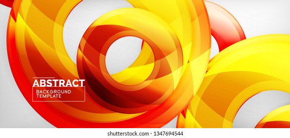 Modern geometric circles abstract background, colorful round shapes with shadow effects, vector illustration