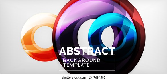 Modern geometric circles abstract background, colorful round shapes with shadow effects, vector illustration