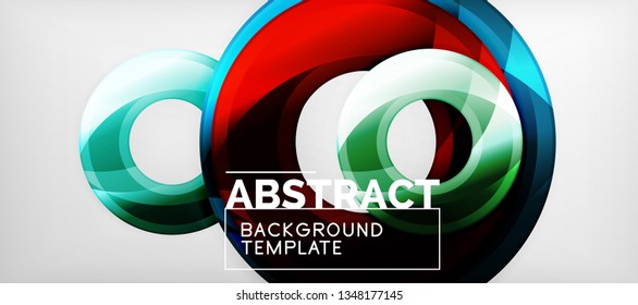Modern geometric circles abstract background, colorful round shapes with shadow effects, vector illustration