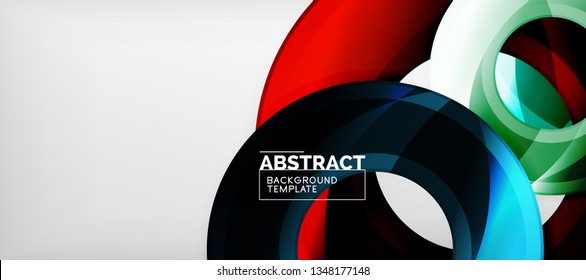 Modern geometric circles abstract background, colorful round shapes with shadow effects, vector illustration