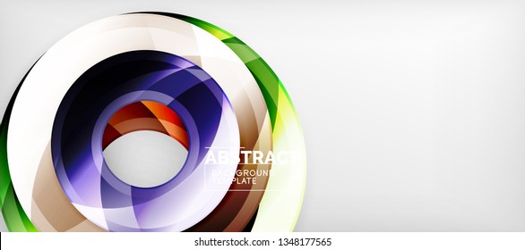 Circulos geométricos modernos fondo abstracto, formas redondeadas coloridas con efectos de sombra, ilustración vectorial