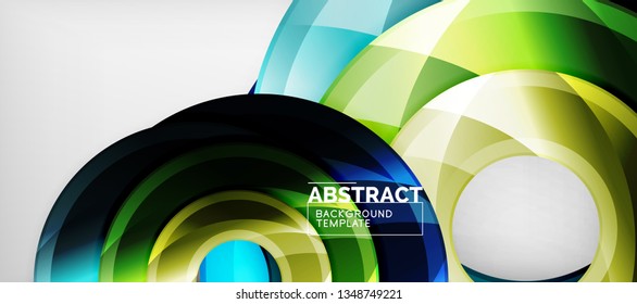 Modern geometric circles abstract background, colorful round shapes with shadow effects, vector illustration