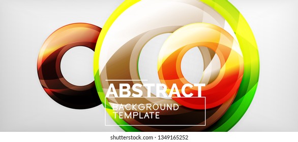 Modern geometric circles abstract background, colorful round shapes with shadow effects, vector illustration