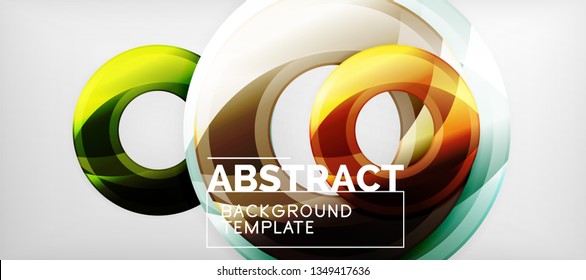 Modern geometric circles abstract background, colorful round shapes with shadow effects, vector illustration
