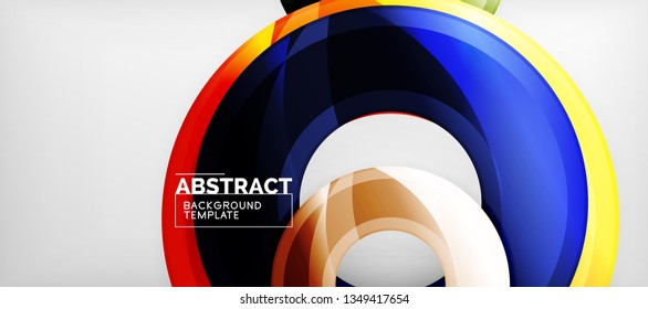 Modern geometric circles abstract background, colorful round shapes with shadow effects, vector illustration