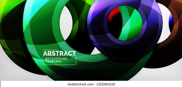 Modern geometric circles abstract background, colorful round shapes with shadow effects, vector illustration