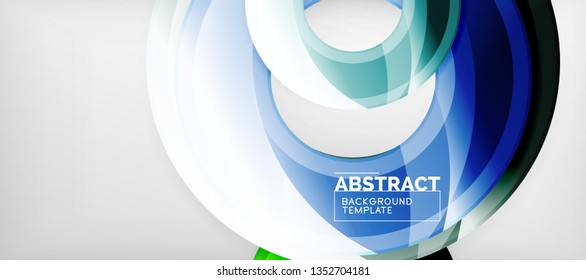 Moderne geometrische Kreise, abstrakter Hintergrund, bunte runde Formen mit Schatteneffekten, Vektorgrafik
