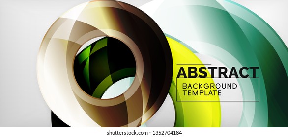 Modern geometric circles abstract background, colorful round shapes with shadow effects, vector illustration