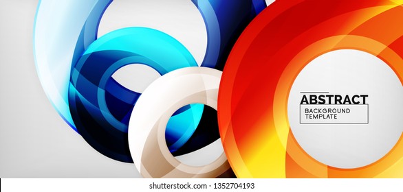 Modern geometric circles abstract background, colorful round shapes with shadow effects, vector illustration