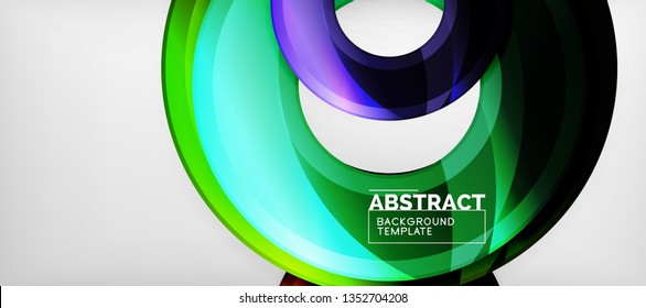 Circulos geométricos modernos fondo abstracto, formas redondeadas coloridas con efectos de sombra, ilustración vectorial