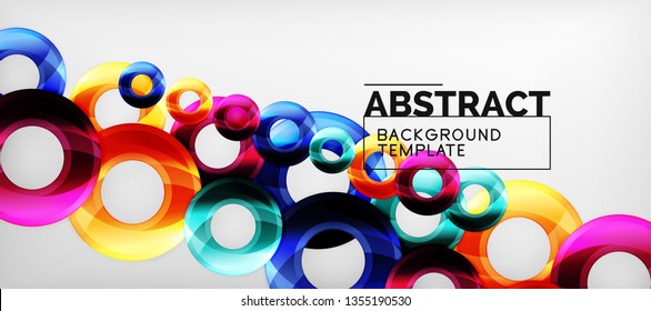Modern geometric circles abstract background, colorful round shapes with shadow effects, vector illustration