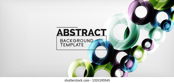 Modern geometric circles abstract background, colorful round shapes with shadow effects, vector illustration