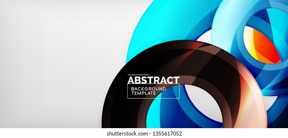 Moderne geometrische Kreise, abstrakter Hintergrund, bunte runde Formen mit Schatteneffekten, Vektorgrafik
