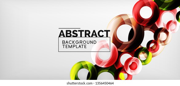 Modern geometric circles abstract background, colorful round shapes with shadow effects, vector illustration