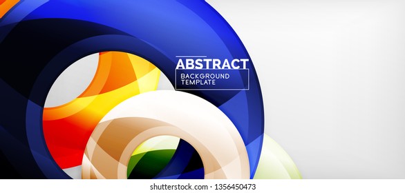 Modern geometric circles abstract background, colorful round shapes with shadow effects, vector illustration