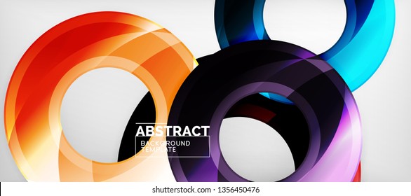 Modern geometric circles abstract background, colorful round shapes with shadow effects, vector illustration