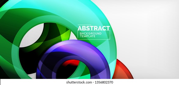 Modern geometric circles abstract background, colorful round shapes with shadow effects, vector illustration