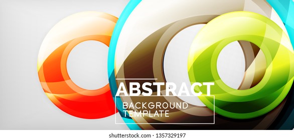 Modern geometric circles abstract background, colorful round shapes with shadow effects, vector illustration