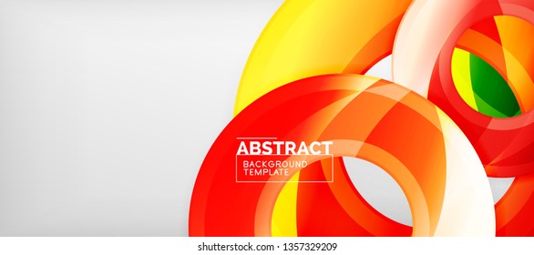 Modern geometric circles abstract background, colorful round shapes with shadow effects, vector illustration