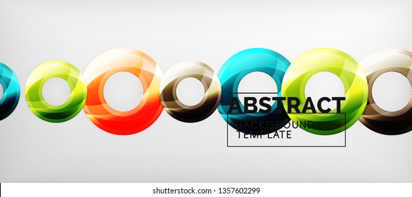 Modern geometric circles abstract background, colorful round shapes with shadow effects, vector illustration