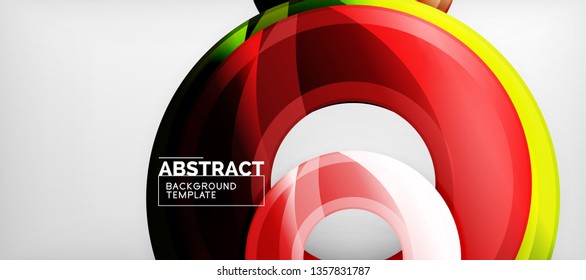 Modern geometric circles abstract background, colorful round shapes with shadow effects, vector illustration