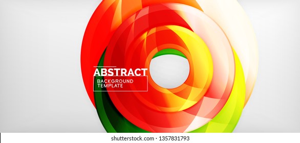 Modern geometric circles abstract background, colorful round shapes with shadow effects, vector illustration