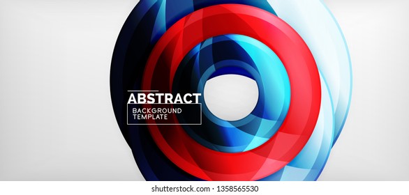 Circulos geométricos modernos fondo abstracto, formas redondeadas coloridas con efectos de sombra, ilustración vectorial