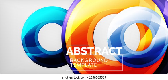 Moderne geometrische Kreise, abstrakter Hintergrund, bunte runde Formen mit Schatteneffekten, Vektorgrafik