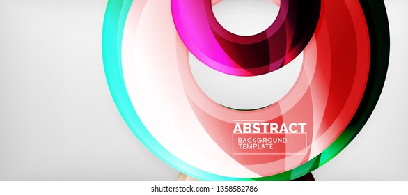 Modern geometric circles abstract background, colorful round shapes with shadow effects, vector illustration