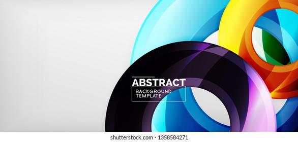 Modern geometric circles abstract background, colorful round shapes with shadow effects, vector illustration